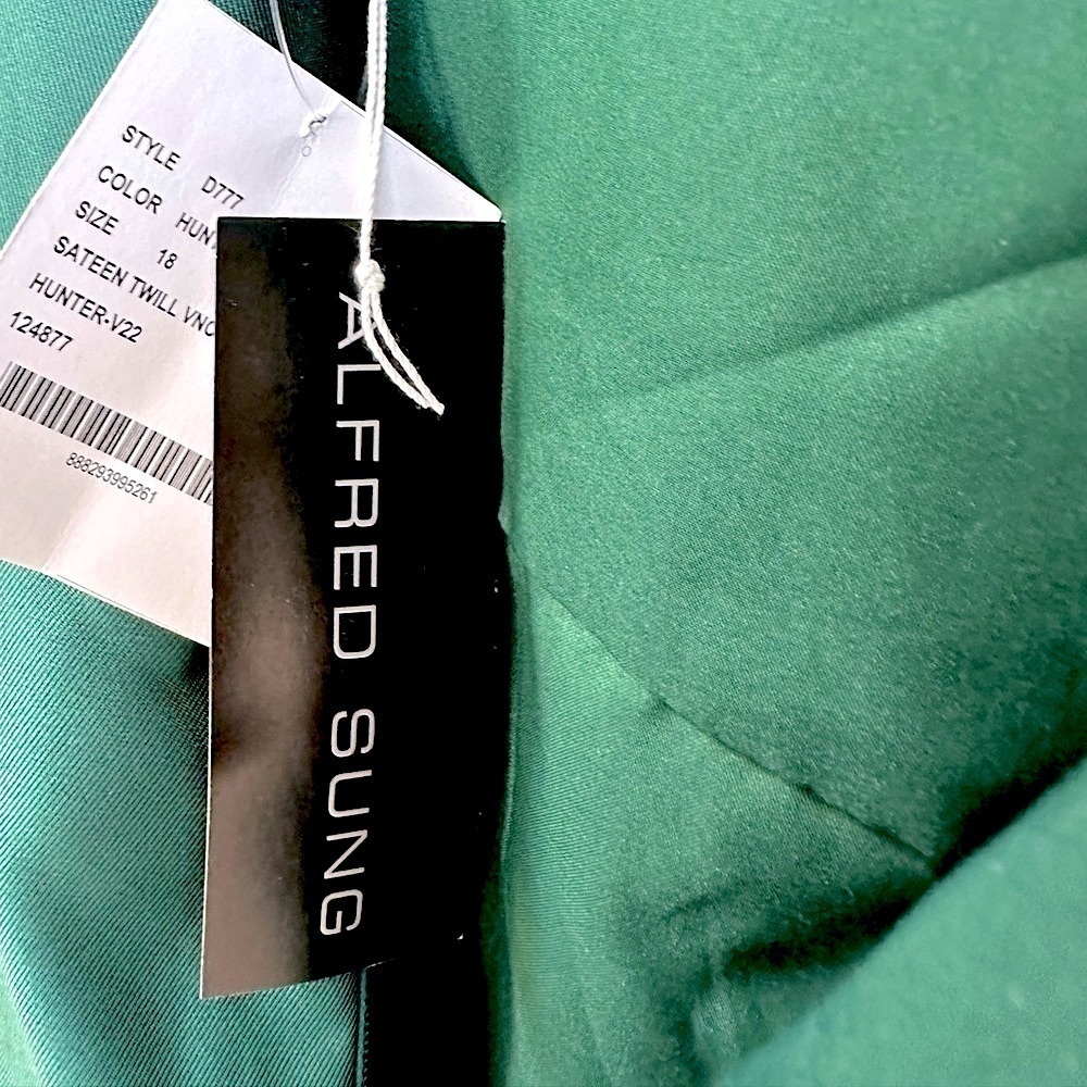 NWT ALFRED SUNG  D777 V-Neck Faux Wrap Cocktail Dress Hunter Green Size 18 - Picture 12 of 16